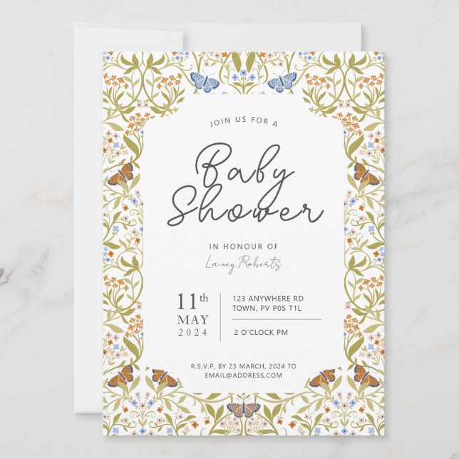 Whimsical Butterfly Enchanted Garden Baby Shower  Invitation (Front)