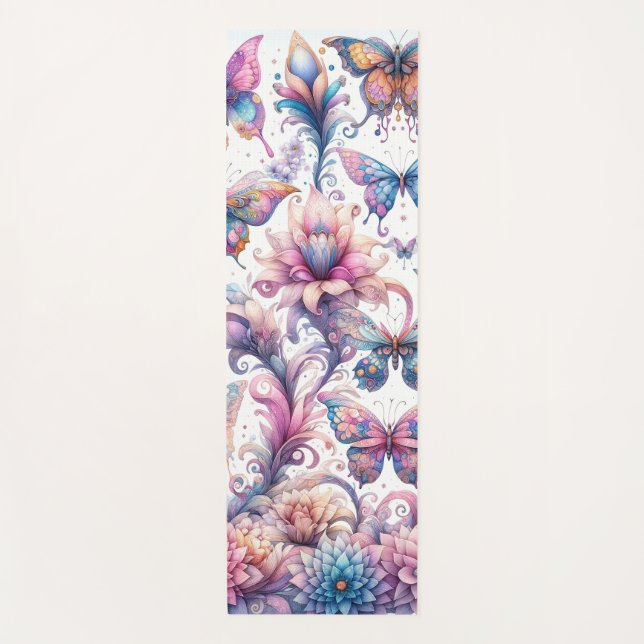 Whimsical Butterfly Exercise Mat (Front)