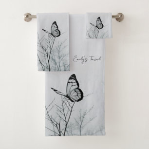 Whimsical Butterfly Family Name Personalised Bath Towel Set