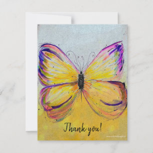 Whimsical Butterfly Flat Note Thank You Card