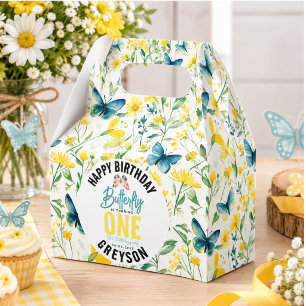 Whimsical Butterfly Floral 1st Birthday Favour Box