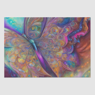 Whimsical Butterfly Fractal Watercolor Digital Pai Tissue Paper
