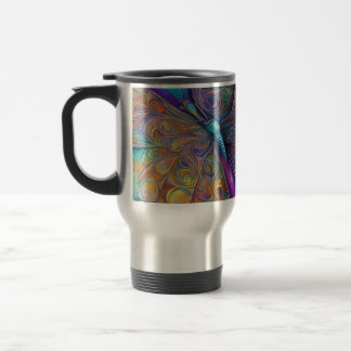 Whimsical Butterfly Fractal Watercolor Digital Pai Travel Mug