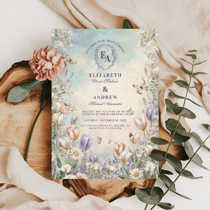 Whimsical Butterfly Garden Floral Wedding Invitation