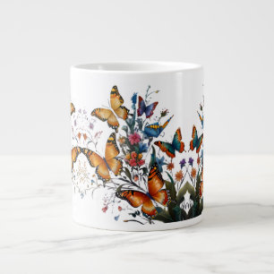 Whimsical Butterfly Garden Large Coffee Mug