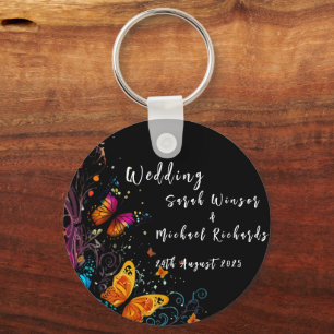 Whimsical Butterfly Garden Postcard Key Ring