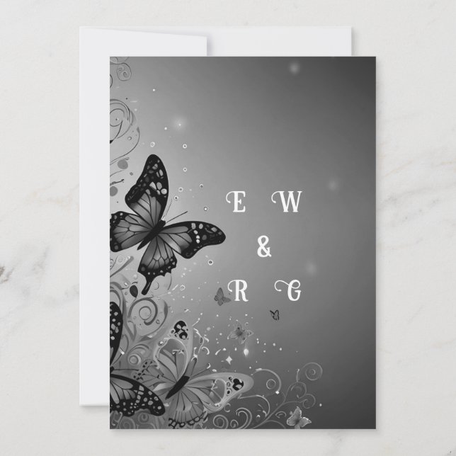 Whimsical Butterfly Garden Wedding  Invitation (Back)