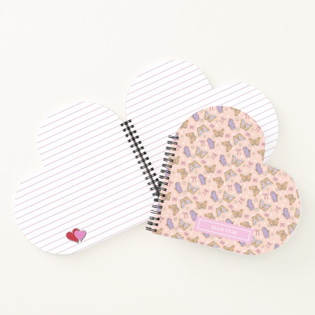 Whimsical Butterfly Girl Personalised Heartshape Notebook (Inside)
