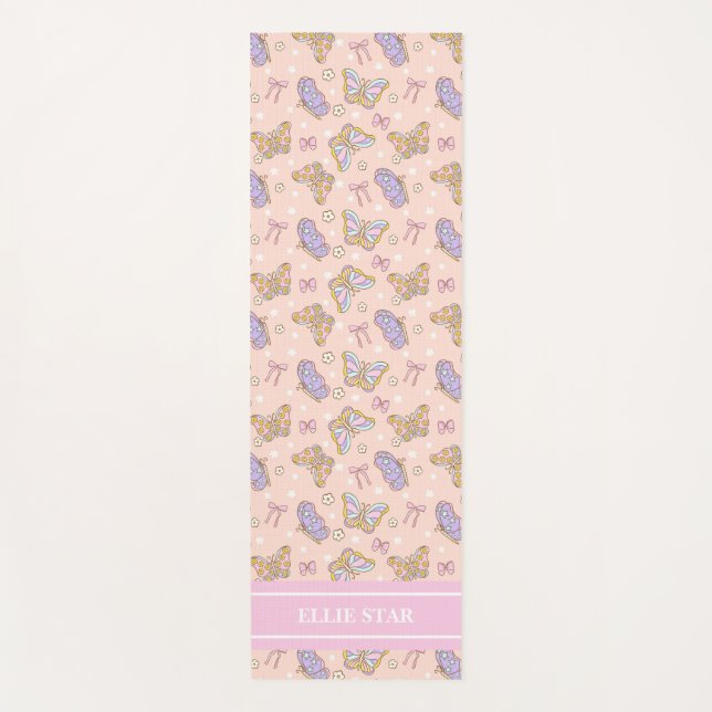 Whimsical Butterfly Girl Personalised Yoga Mat (Front)