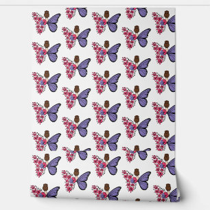 Whimsical Butterfly Girl Wallpaper Floral Fairy