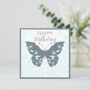 Whimsical Butterfly Happy Birthday Card