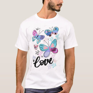 Whimsical Butterfly Love" T-Shirt