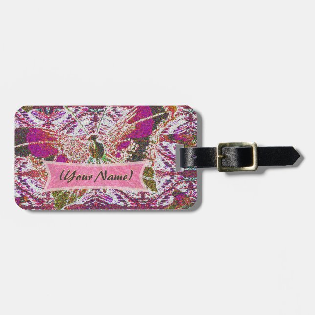 Whimsical Butterfly Luggage Tag (Front Horizontal)