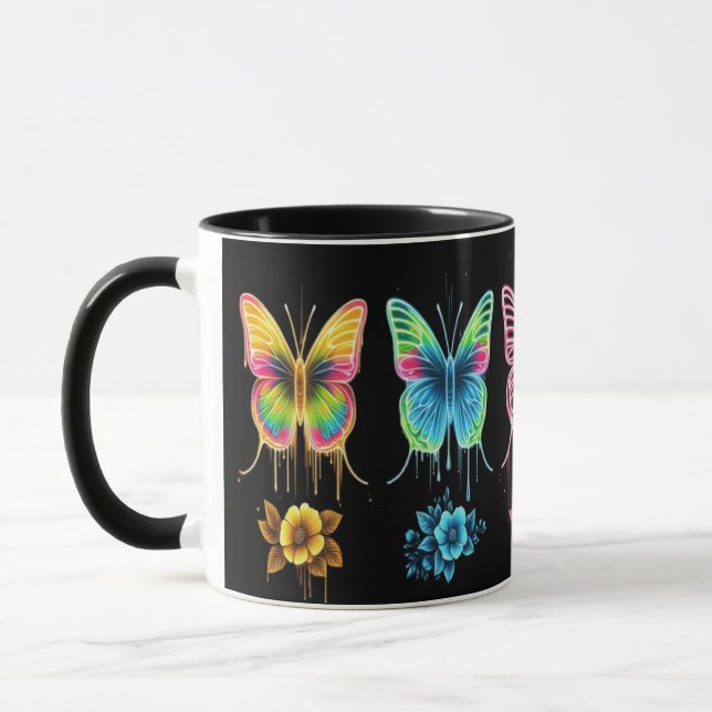 Whimsical Butterfly Symphony: Vibrant Colours Mug (Left)