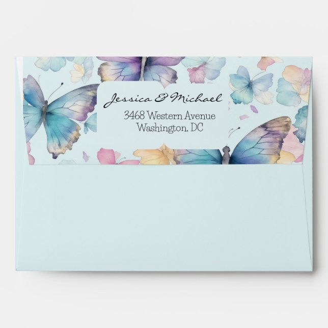 Whimsical Butterfly Wedding Envelope (Back (Top Flap))