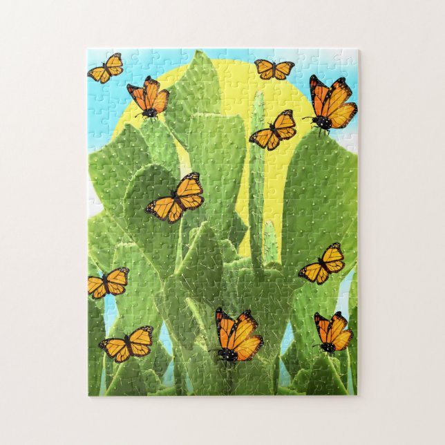 Whimsical Cactus And Butterflies Jigsaw Puzzle (Vertical)