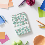 Whimsical cactus green white red pattern monogram iPad mini cover<br><div class="desc">A chic white background decorated with a whimsical pattern of painted cactus, cacti and succulents and red and green hearts. For teen girls and women. Personalise and add your name. The name is written with a large modern hand lettered style script. Green coloured letters. To keep the swashes only delete...</div>