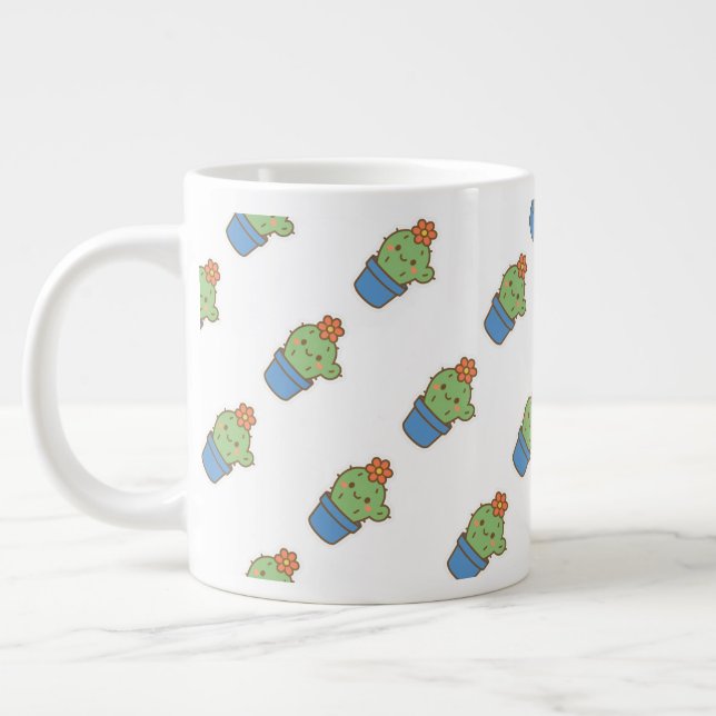 Whimsical Cactus Large Coffee Mug (Left)