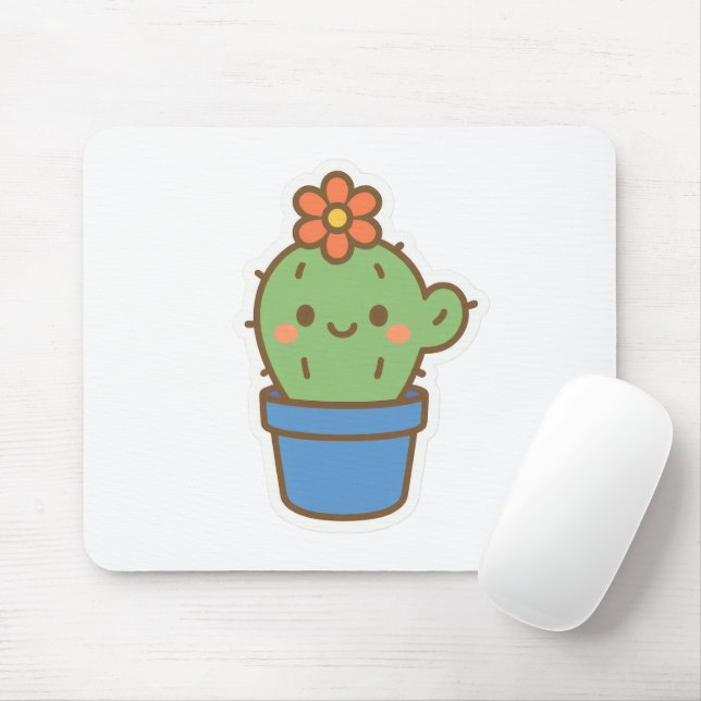 Whimsical Cactus Mouse Mat (With Mouse)