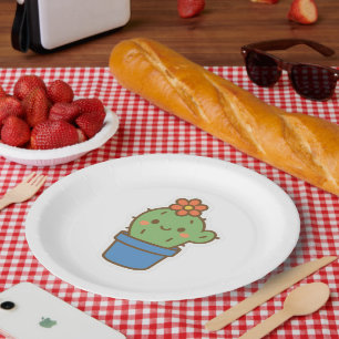 Whimsical Cactus Paper Plate