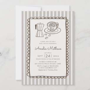 Whimsical Cafe Bebe Stripes Baby Shower Invitation