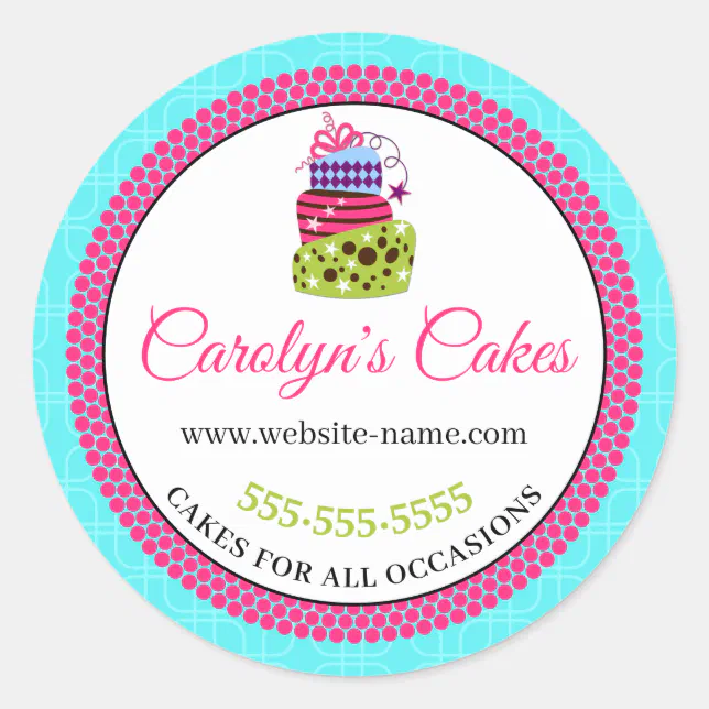 Whimsical Cake Bakery Box Packaging Classic Round Sticker | Zazzle