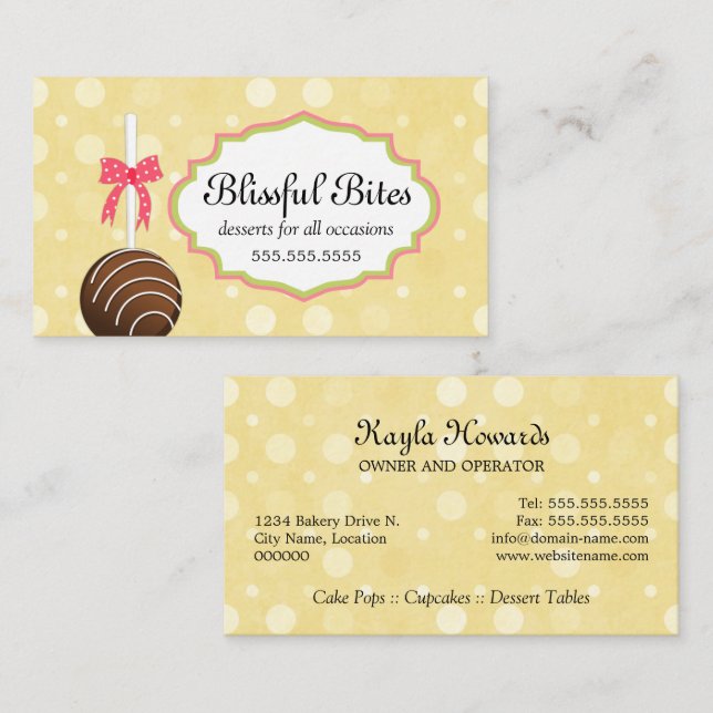 Whimsical Cake Pops Baker Business Card (Front/Back)