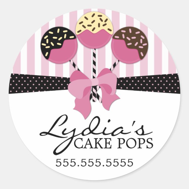 Whimsical Cake Pops Bakery Box Seals (Front)
