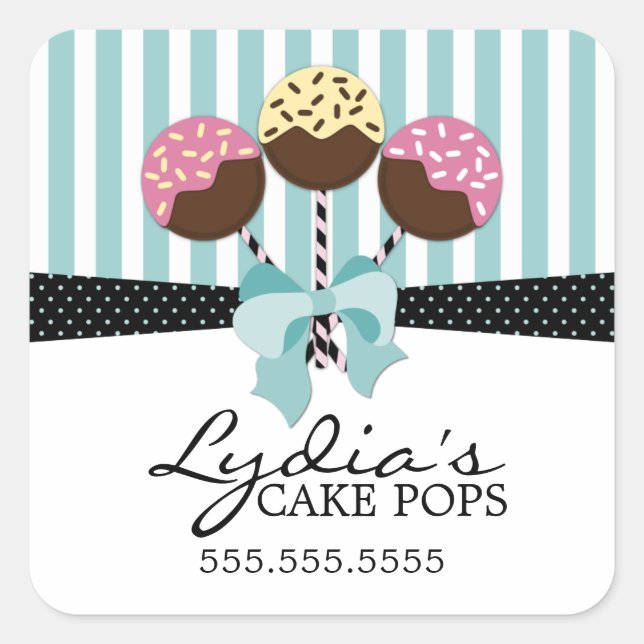 Whimsical Cake Pops Bakery Box Seals (Front)
