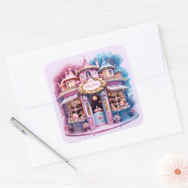 Whimsical Cake Shop My Little Princess Cakes Square Sticker (Envelope)
