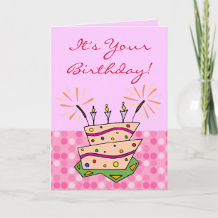 Whimsical Cake Sparklers Candles Happy Birthday Card