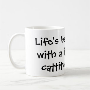 Whimsical Calico Kitten with Cattitude Coffee Mug