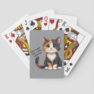 Whimsical Calico Kitten with Cattitude Playing Cards
