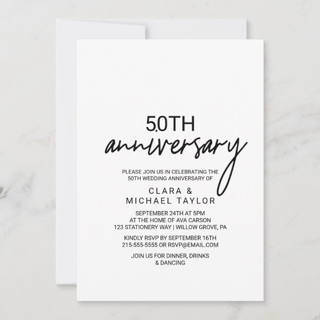 Whimsical Calligraphy Anniversary Invitation (Front)