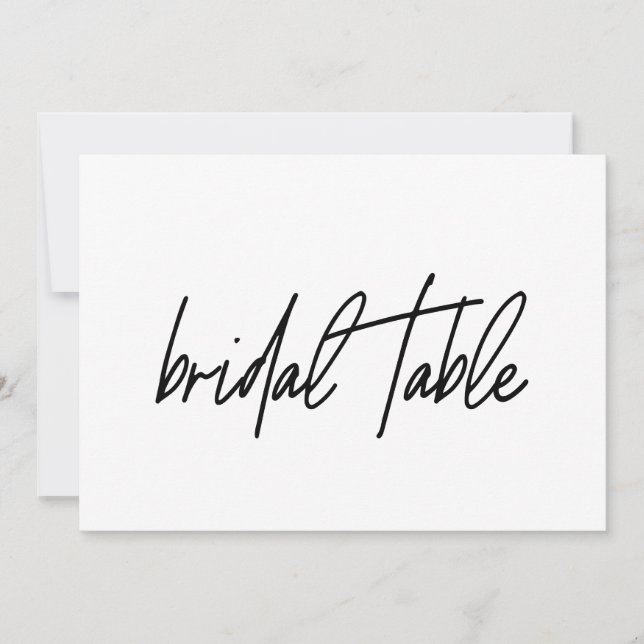 Whimsical Calligraphy Bridal Table Wedding Sign Thank You Card (Front)