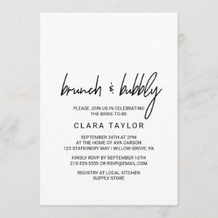 Whimsical Calligraphy Brunch & Bubbly Invitation