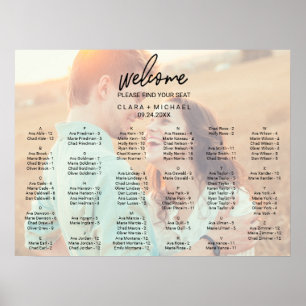 Whimsical Calligraphy   Faded Photo Seating Chart
