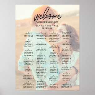 Whimsical Calligraphy   Faded Photo Seating Chart