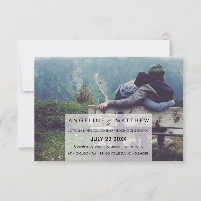 Whimsical Calligraphy | Faded Photo The Wedding Of Invitation (Front)