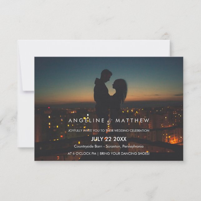 Whimsical Calligraphy | Faded Photo The Wedding Of Invitation (Front)