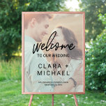 Whimsical Calligraphy Faded Photo Welcome Wedding Poster<br><div class="desc">This whimsical calligraphy faded photo welcome wedding poster is perfect for a modern wedding. The design features elegant yet rustic typography with your photo in the background. Customize the poster with the name of the bride and groom,  and the date and location of the wedding.</div>
