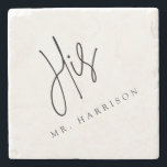 Whimsical Calligraphy His Marble Coaster<br><div class="desc">This elegant calligraphy "His" marble coaster is perfect for a modern or minimalist kitchen/ bar. The design features elegant yet rustic typography as a beautiful gift for a new couple or loved one. For matching items,  please see the complete elegant calligraphy collection: https://www.zazzle.com/collections/whimsical_elegant_calligraphy-119723660555986269?rf=238296117664346256</div>