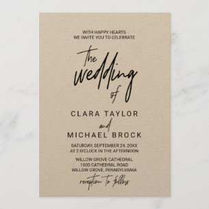 Whimsical Calligraphy Kraft The Wedding Of Invitation