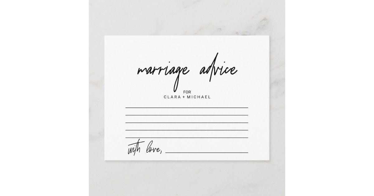 Whimsical Calligraphy Marriage Advice Cards Zazzle Co Uk