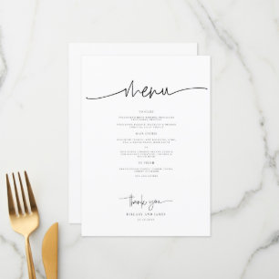 Whimsical Calligraphy Modern Wedding Dinner Menu