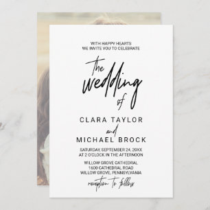 Whimsical Calligraphy Photo Back The Wedding Of Invitation