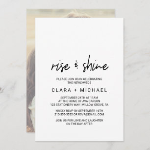 Whimsical Calligraphy Photo Back Wedding Brunch Invitation