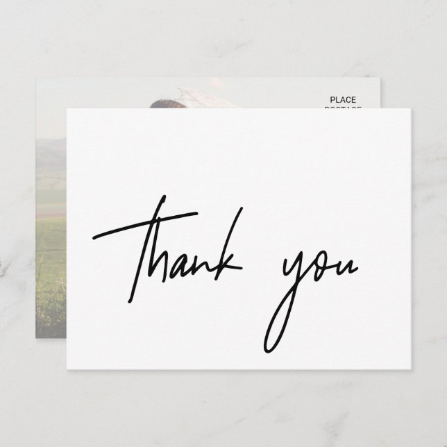 Whimsical Calligraphy | Photo Backing Thank You Postcard (Front/Back)