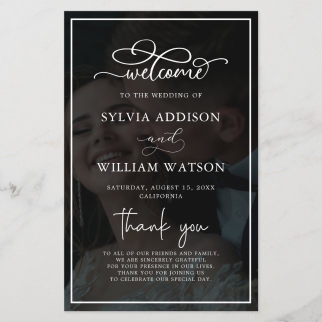 Whimsical Calligraphy  Photo Wedding Ceremony (Front)