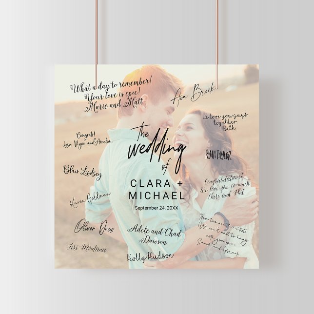 Whimsical Calligraphy Photo Wedding Guest Signing Poster (Creator Uploaded)